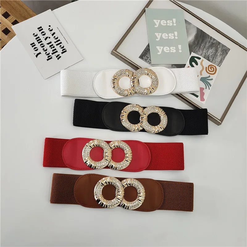 Ремень с круглой пряжкой Женский эластичный широкий универсальный аксессуар