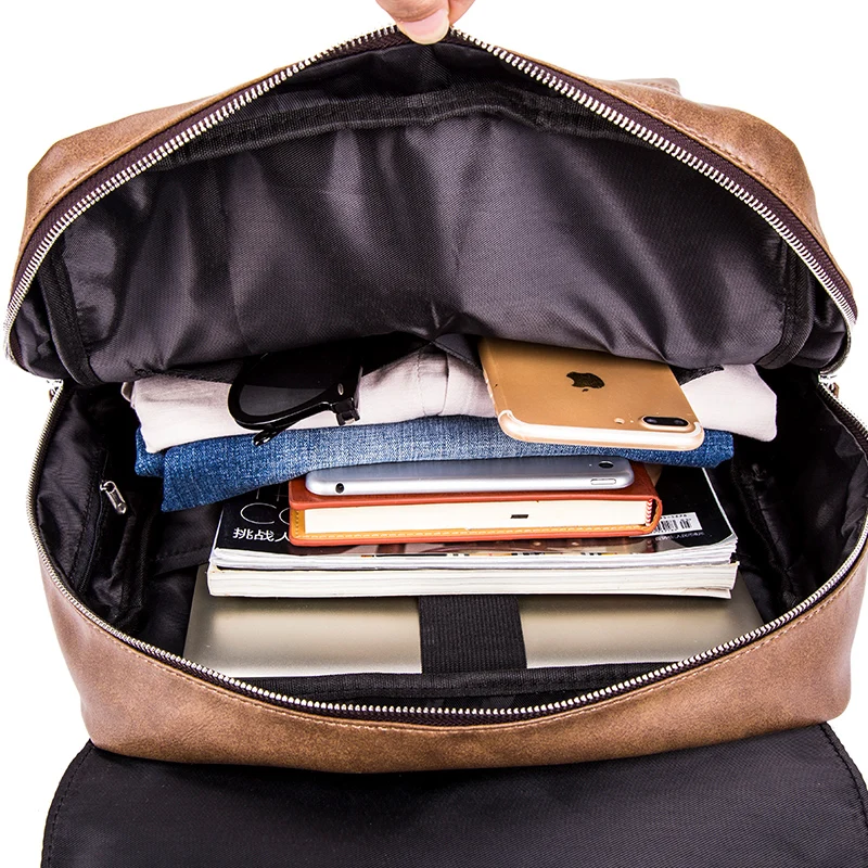 

Hot sale men's authentic leather retro fashion men's casual shoulder bag travel bagpack student computer backpack youth bags
