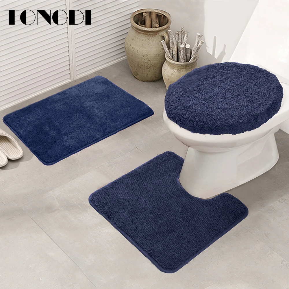 

TONGDI Bathroom Carpet Toilet Seat Cushion Mats Soft Shower Absorbent Suede TPE Material Non-slip Sop Rug Decoration ForBathroom