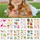 Поддельные татуировки, наклейки, Мультяшные, временные татуировки для детей, руки, руки, сделай сам, боди-арт, татуировки для детей, Временные татуировки, 12 шт.