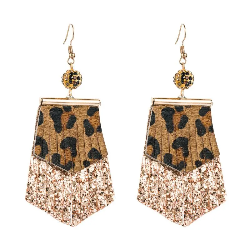 

1000pairs Colorful Marble Geometric Leopard PU Leather Paste Small AB Crystal Dangle Earrings