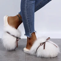 fur slides female luxury fluffy slippers flat shoes sandals women summer with warm slippers wholesale flops home shoes