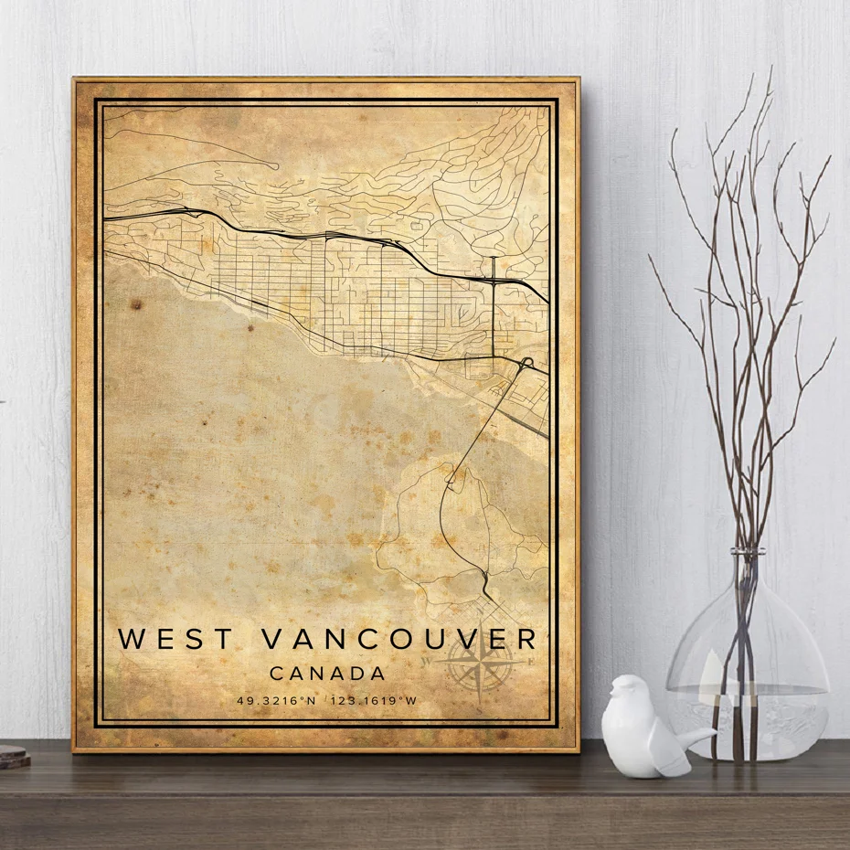 Винтажная карта винтажного города Винтаж Виннипег WOODSTOCK Дорожная канады плакат