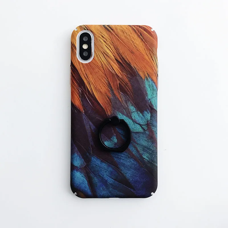 Роскошные кольца с перьями чехол для телефона iPhone 8 7 Plus X XR XS Max 6 6S Матовый из