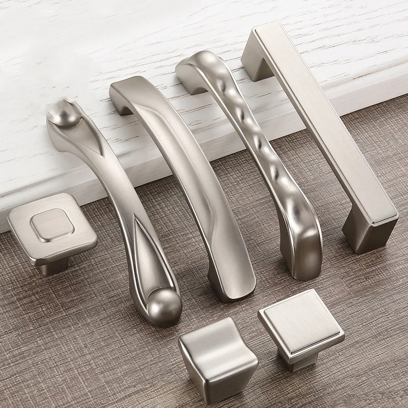 

5pcs Zinc Alloy Modern Sliver Door Handles Elegant Drawer Pulls Knobs Kitchen Cabinet Handles Furniture Handle Hardware