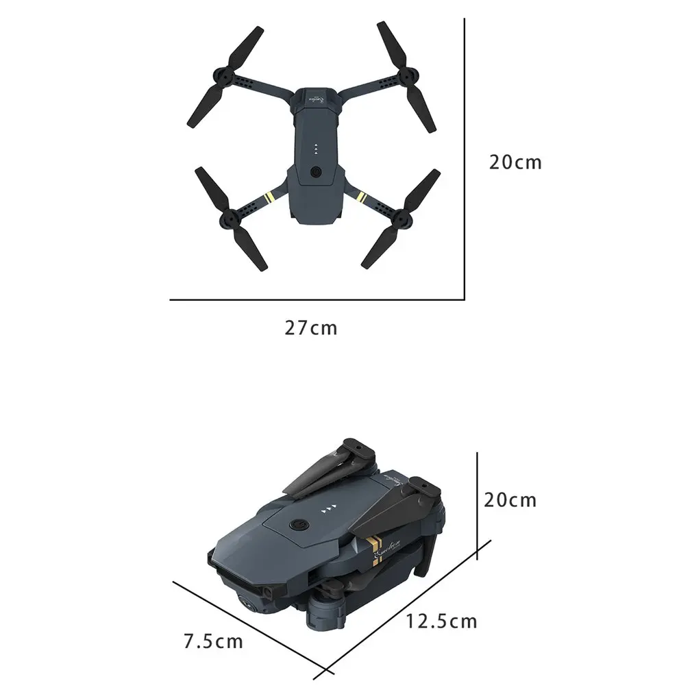 

DJ-1 2.4Ghz WIFI FPV Foldable RC Drone With Wide Angle 0.3MP HD Camera Altitude Hold Headless Mode Aircraft with 4 Battery