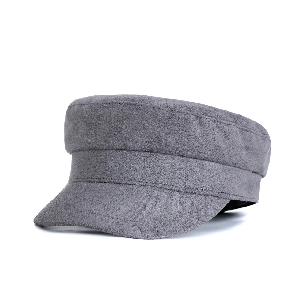

Women's All-match Hats Suede Flat Top British Retro Navy Style Sap Trend Military Cap Bonnets for Women Winter Girl