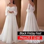 Женское вечернее платье до пола, белое платье с длинным рукавом и открытыми плечами, платье для свадебной вечеринки, бальное платье на осень, 2021