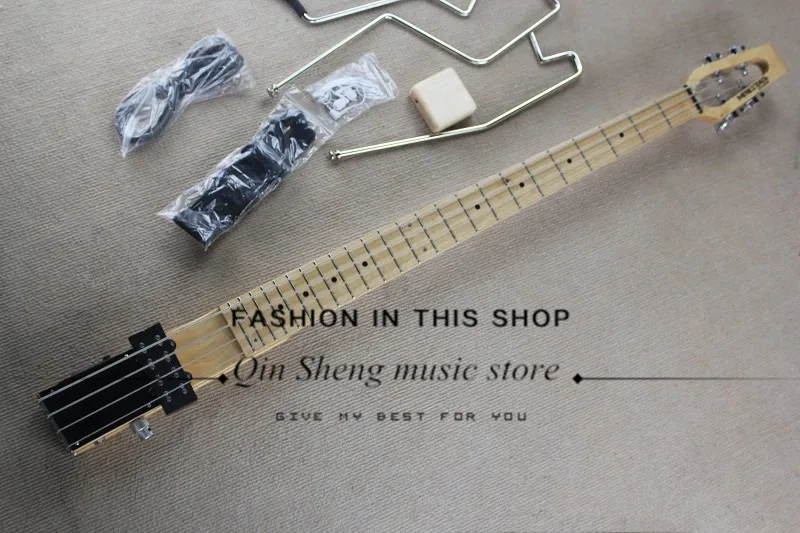 free shipping custom 4\5 strings mini electric bass guitar 9V cell box\battery holder mute \ portable\travel maple neck | Спорт и