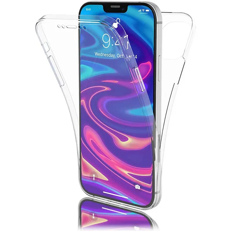 Чехол для iPhone 12 11 Pro Max Mini XR X XS SE 360 5 5s 8 7 6s Plus двухсторонний силиконовый прозрачный