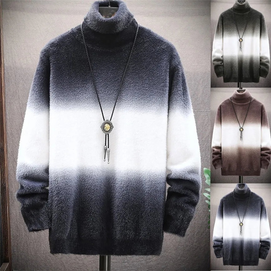 Крашеный трикотаж с длинным рукавом Водолазка трикотажные свитера мужские Осень