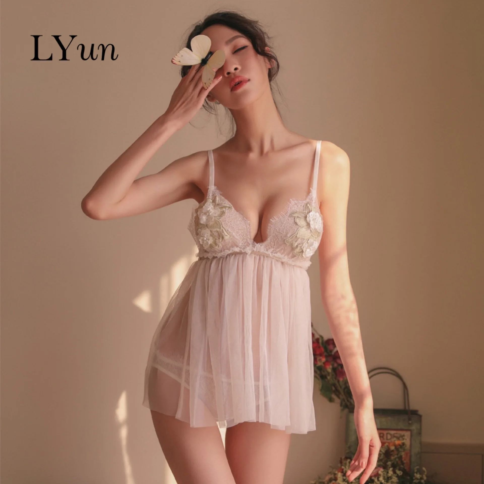 LY женское сексуальное нижнее белье с глубоким v образным вырезом Сетчатое