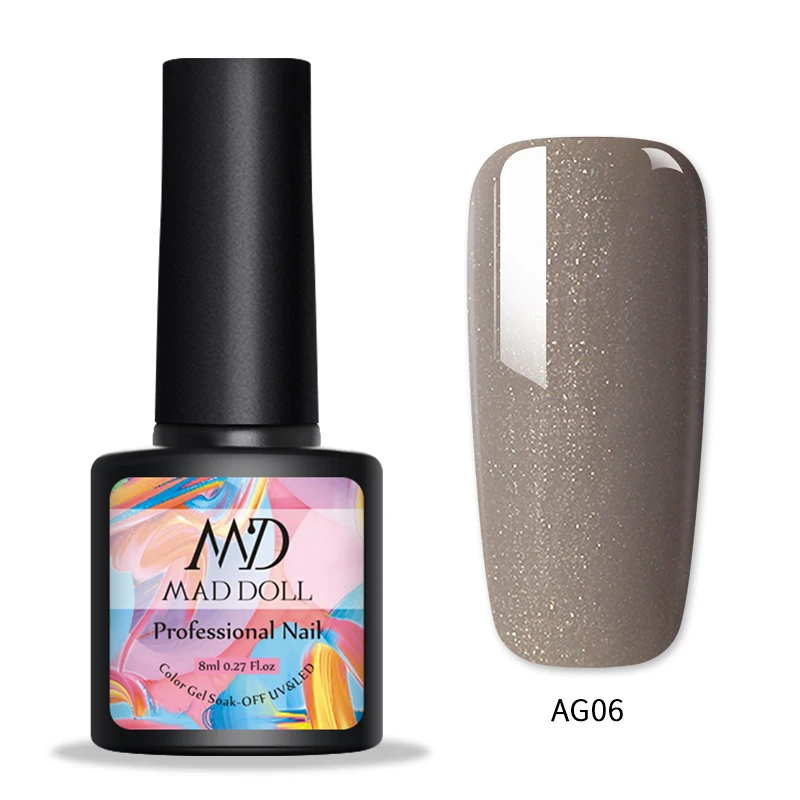 AG06 1 бутылка MAD DOLL Гель-лак для ногтей мерцающий отмачивающийся УФ-Гель-лак желтый осенне-зимняя серия стойкий УФ-Гель-лак для ногтей - Цвет: AG06