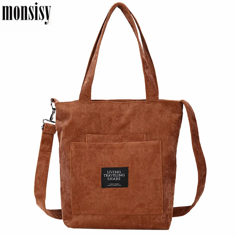 Monsisy зимняя Вельветовая сумка для женщин 2019 женская складные сумки покупок на