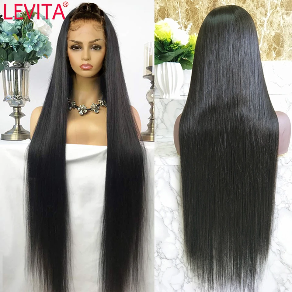 

30 32 34 36 Inch Lace Front Long Human Hair Wig Lace Closure Wig Brazilian Bone Straight Lace Front Human Hair Wigs For Women