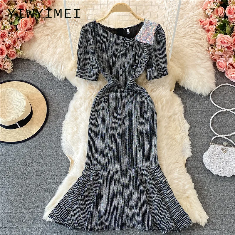 

Женское винтажное бальное платье с юбкой годе, повседневное длинное вечернее платье с коротким рукавом и оборками, осень 2021