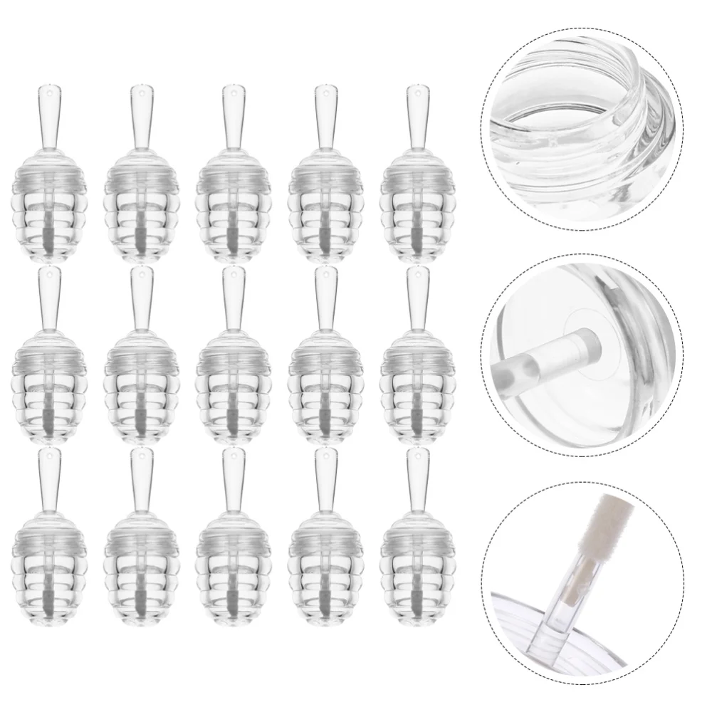 

15Pcs Empty Lip Gloss Tube Honey Pots Shaped Reusable Wand Tubes DIY Container