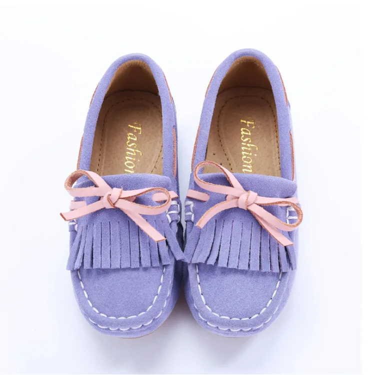 2018 г. Весенняя детская обувь для девочек из натуральной кожи с кисточками модные