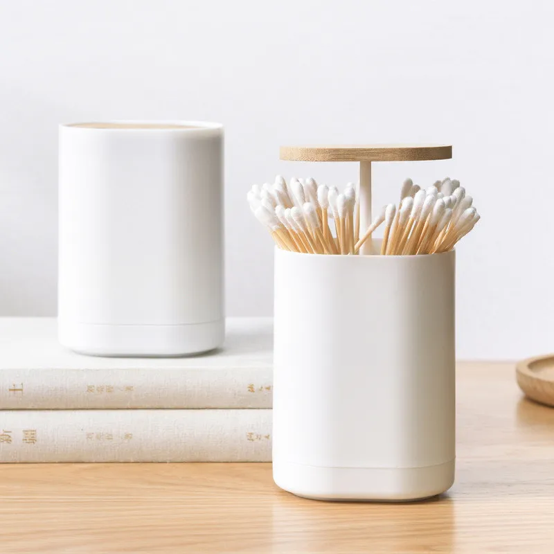 

Toothpick Box Cotton Swabs Holder Tooth Pick Automatic Dispenser Press Can Living Room Table Accessories Cotton Bud Container