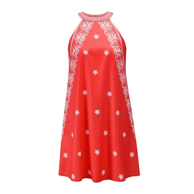 

Sleeveless stand collar floral flower print dress 2020 summer new retro French women's dress