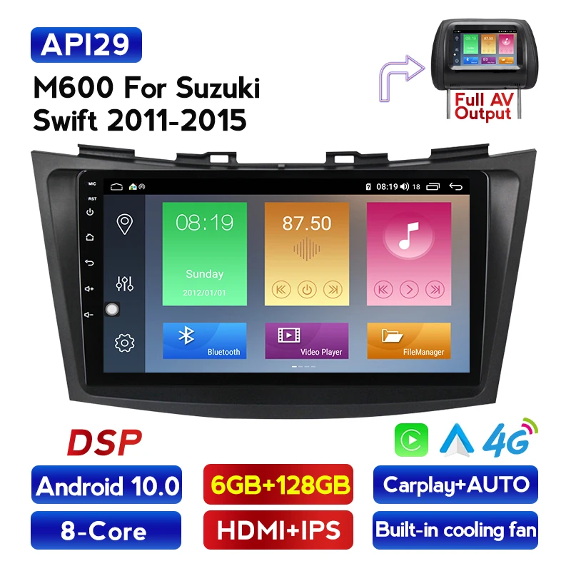 

Автомобильный DVD-плеер, 9 дюймов, 6 ГБ + 128 Гб, 2 din, Android 10,0, для Suzuki Swift 2011-2015, радио, мультимедийный плеер, GPS-навигация, BT, Wi-Fi, HD