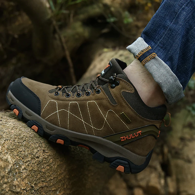 Large Size Men Women High Top Hiking Shoes Durable Waterproof Anti-Slip Outdoor Climbing Trekking Shoes Military Tactical Boots