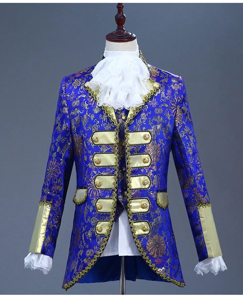 Blue Tops Only Роскошный костюм в викторианском стиле для взрослых мужчин; Топ; жилет; куртка; пиджак; костюм для сцены; Театральный Костюм; костюм для косплея; брюки; жабо; галстук - Цвет: Blue Tops Only