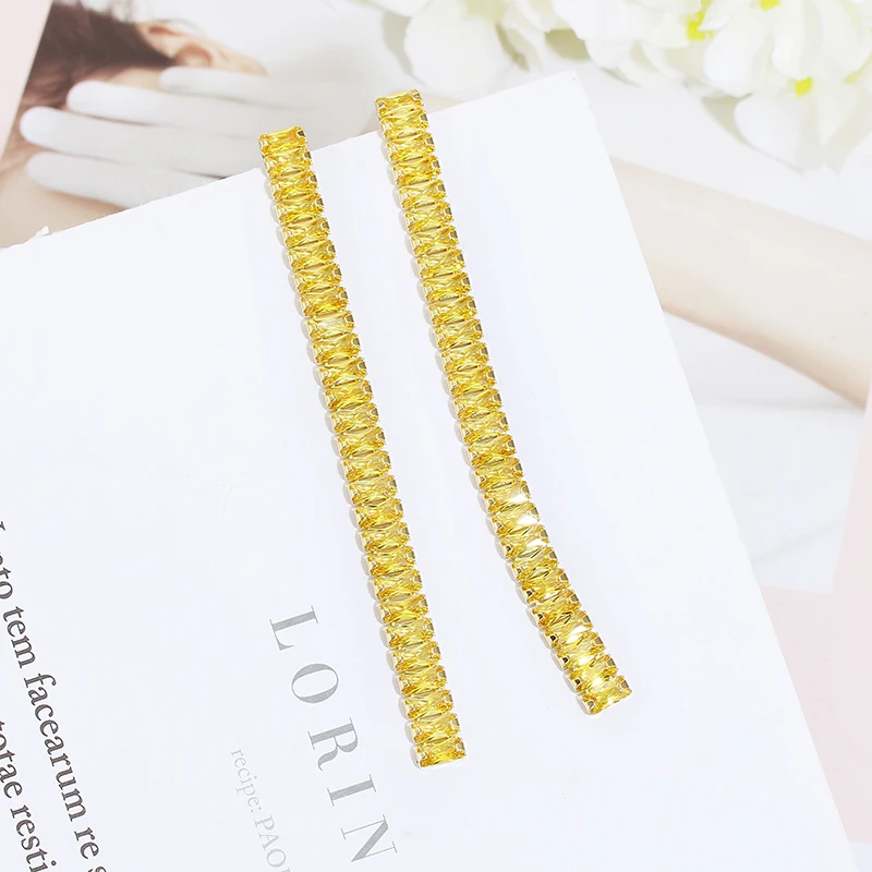 Очень девушки 92 мм длинные прямоугольные AAA циркон висячие серьги много цветов на