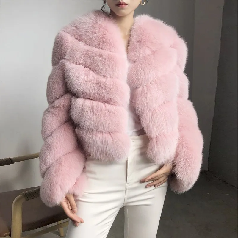 Enlarge FURSARCAR New Arrival 2021 Natural Real Fur Coat Women Winter Thick Silm Fox Fur  Jacket Customize Short Real Fur Outwear