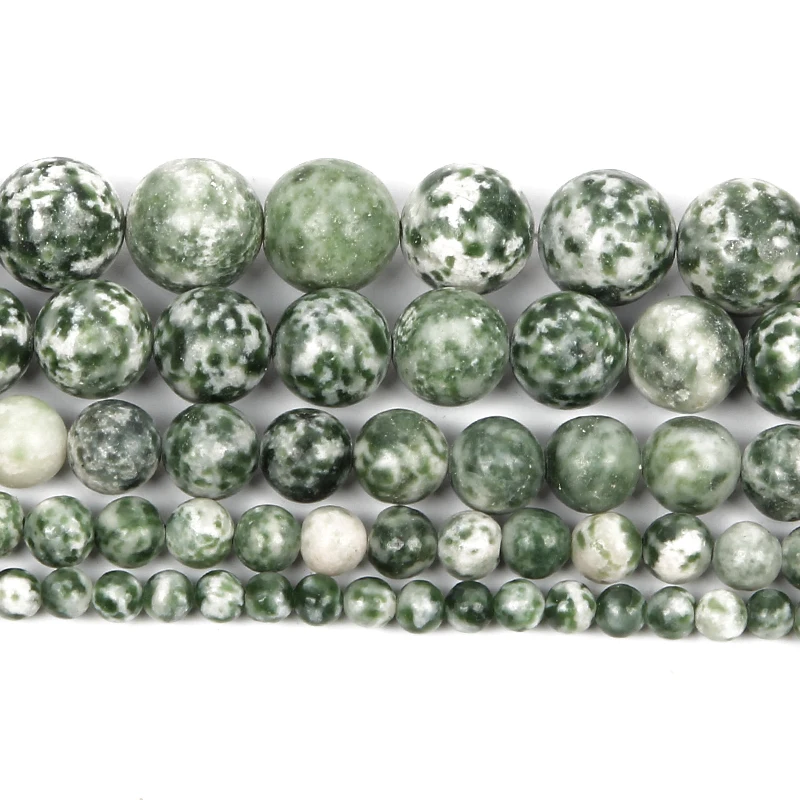 4-12 мм бусы из натурального камня Круглые Гладкие зеленый точечный камень