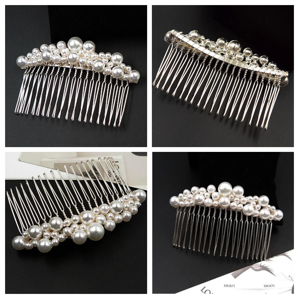 

2022 simple bridal toothed pearl hair comb with bangs sweet and versatile adult alloy headdress Valentines Day Gifts