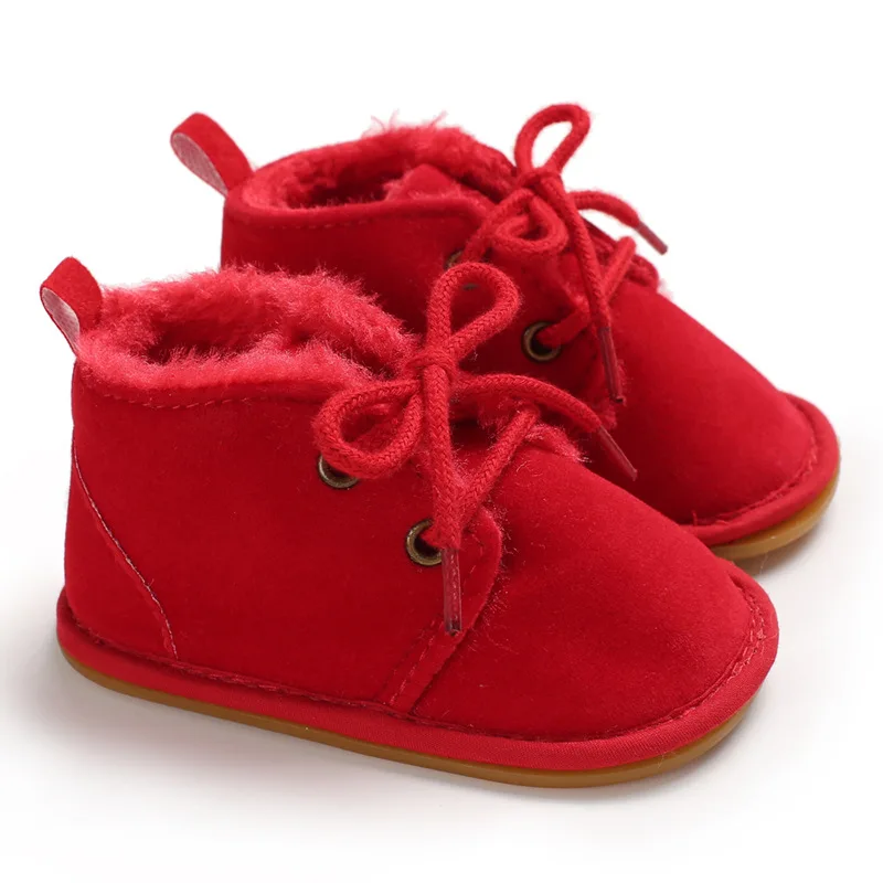 Unisex Toddler Shoes Boy Soles Thicken Babies Shoes for Baby Girl Cotton Fabric Winter Newborn Infant Baby Girl Boots - Цвет: Red