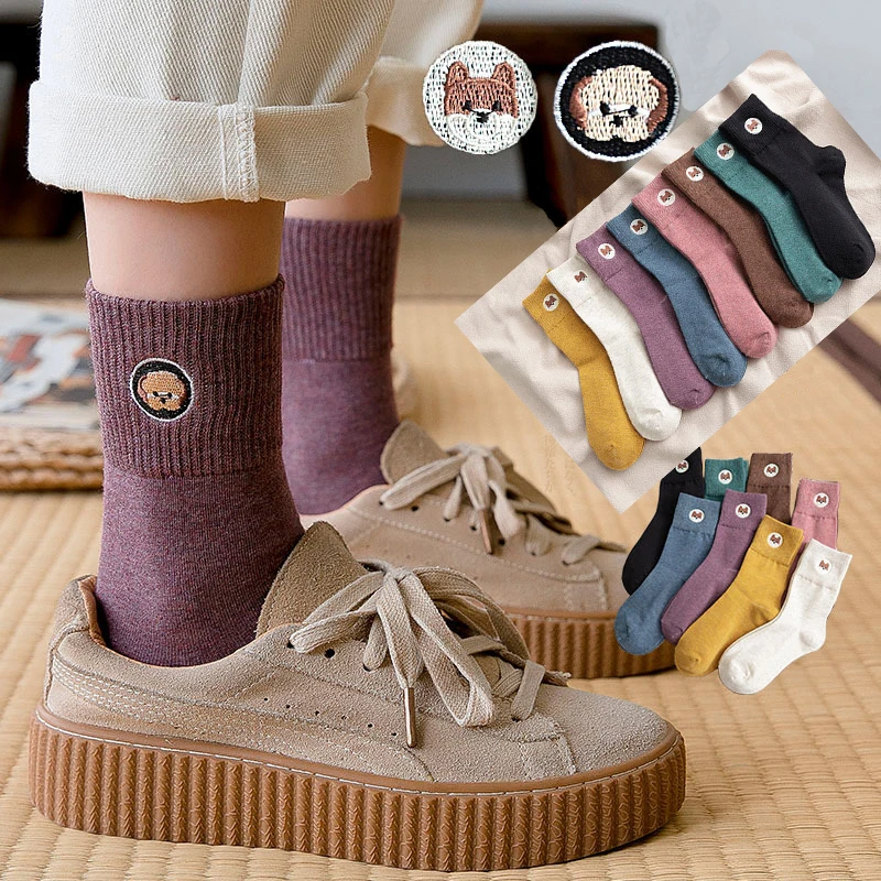 Женские носки осень 2019 Новые Креативные Мультяшные женские трендовые вышитые