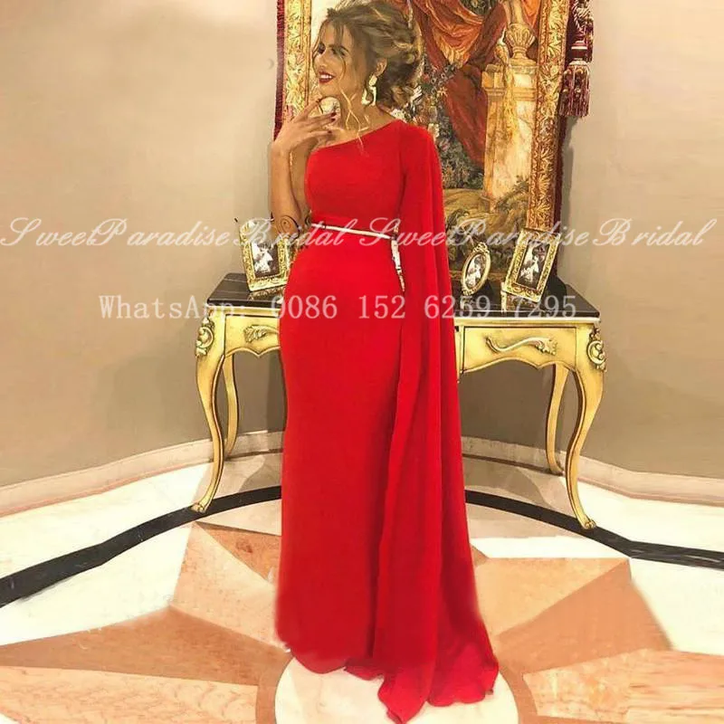 Красные вечерние платья с длинным рукавом и поясом 2021 платье Русалка одним