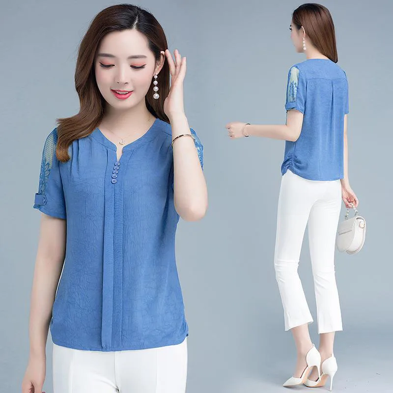 Женская обувь Сезон весна лето Стиль шифон женские блузки рубашки свободного