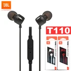 JBL T110 3,5 мм проводные наушники TUNE110 стерео музыка глубокие басы Наушники гарнитура спортивные наушники в линии управления громкой связи с микрофоном