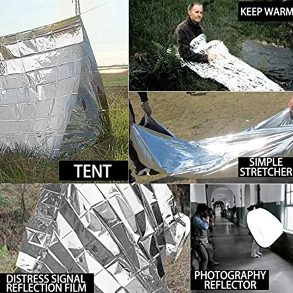 

Outdoor Emergency Insulation Blanket Aluminum Foil Life-saving Survival Outdoor Blanket Blanket Aid First Warm Blanket Emer M2T6