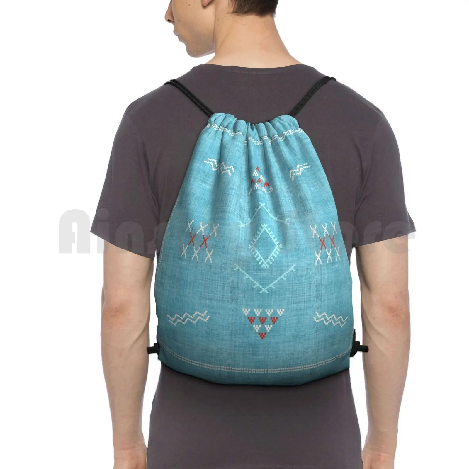 

Casablanca Kilim Backpack Drawstring Bags Gym Bag Waterproof Tribal Pattern Indian Native Boho Cool Ethnic Aztec