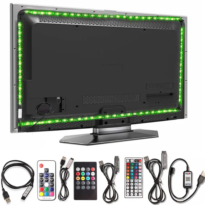 Светодиодный светильник 5 в USB светодиодное освещение шкафа лампа полоса RGB 5050SMD ТВ Настольный ПК экран подсветка Декор шкаф гардероб Кухонные светильники