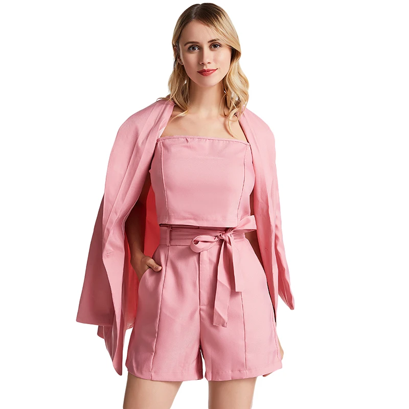 Хлопковый льняной летний костюм женский комплект из 3 предметов спортивный для