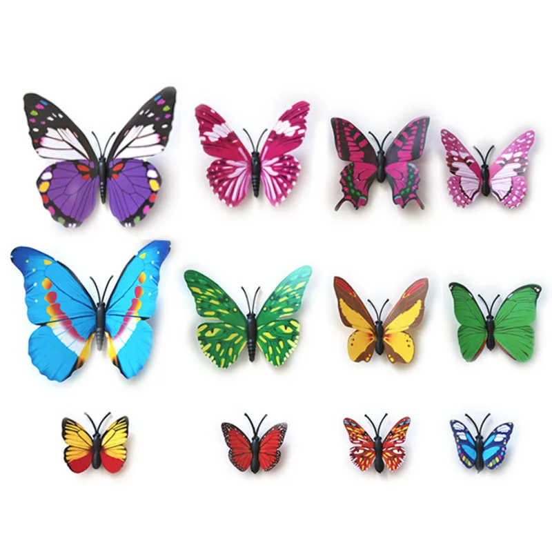 

12 PCS 3D Three-dimensional Simulated Decorative butterflies Wall decoration Wall stickers Creative home decor wall decor