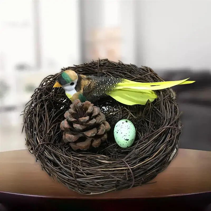 

Easter Party Decor Supply Easter Egg Stand Vine Brown Bird Nest Easter Home Decoration