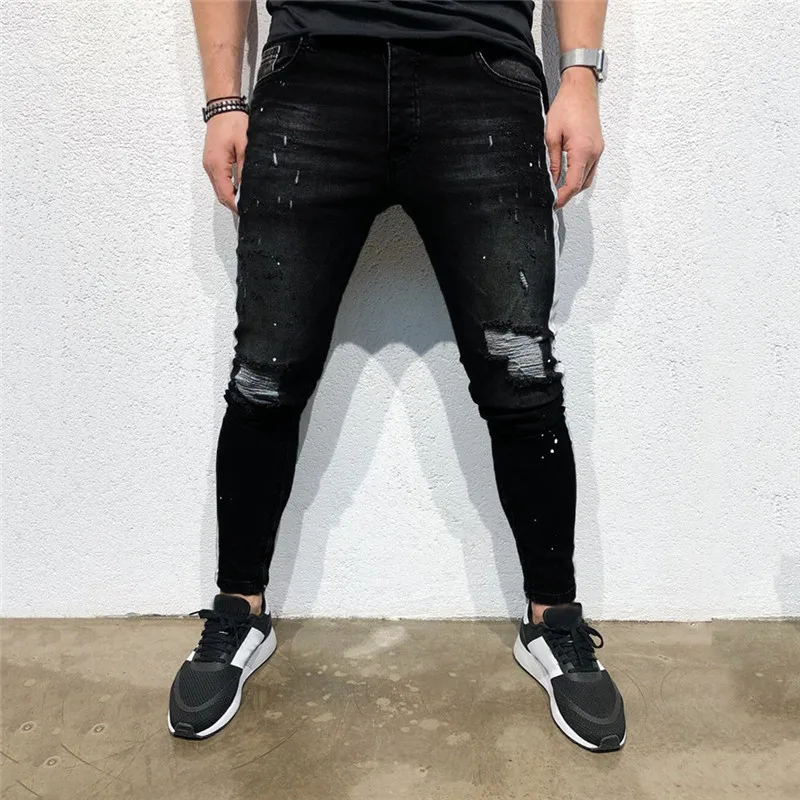 New 2019 Men's Skinny Jeans Fashion Streetwear Hip Hop Slim Fit Male Stretchy Pencils Denim Causal Pants US Size | Мужская одежда