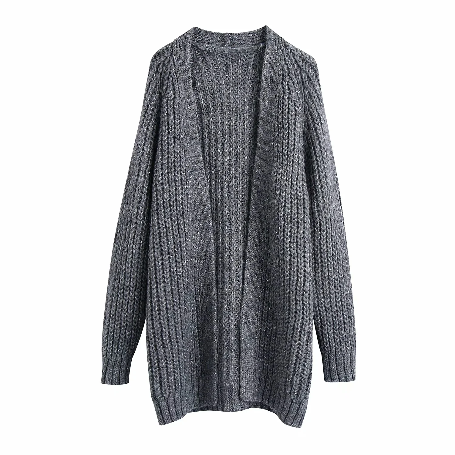 

Женский кардиган свободного покроя, повседневный длинный однотонный кардиган с открытым стежком, верхняя одежда, осень 2021