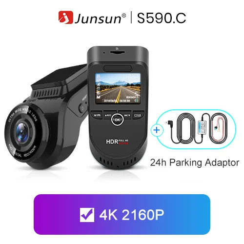 Junsun автомобиля видеорегистратор двойной объектив Dashcam Встроенный gps трекер 4 к 2160 P HD ночное видение камера с 1080 170 сзади - Название цвета: no wifi no gps