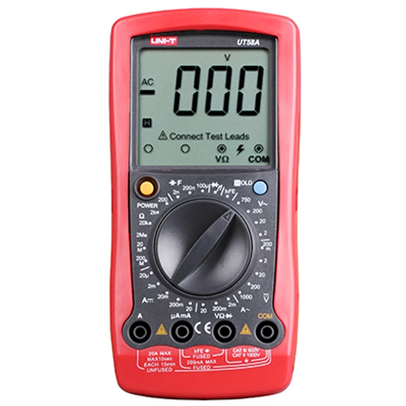 U-NIT UT58A Цифровой мультиметр DC/AC Измеритель Напряжения тока ручной Амперметр мультиметр измеритель емкости отсчетов мультитестер
