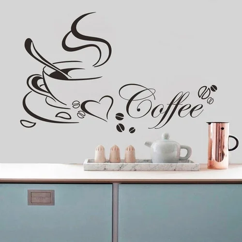 

2021 New High Quality Kitchen Decor Letter Coffee Cup Home Decals Art Wall Sticker Home Decoration Accessories