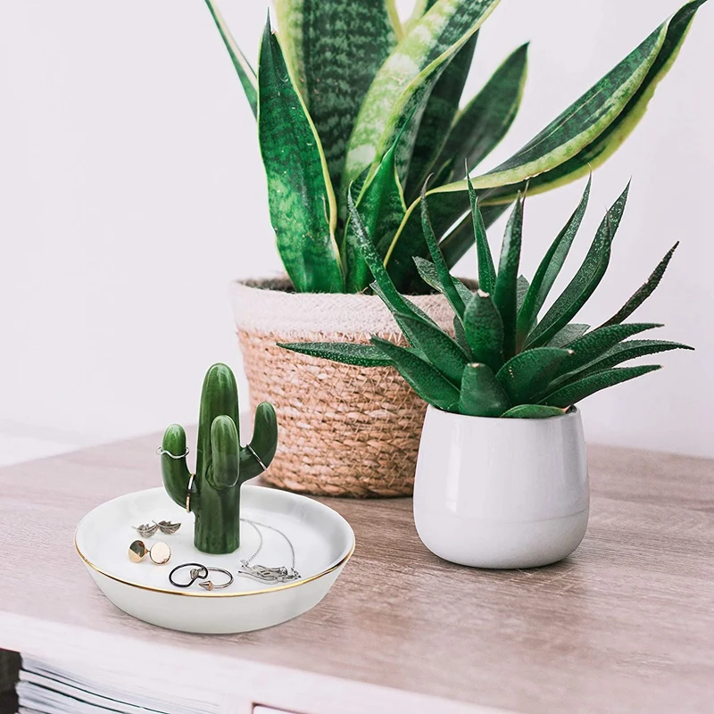Кактус кольцо держатель Башня Серьги безделушка ЛОТОК блюдо керамические