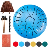 tongue drum 6 inch 11 tune steel percussion instruments meditation drum with drumsticks carrying bag