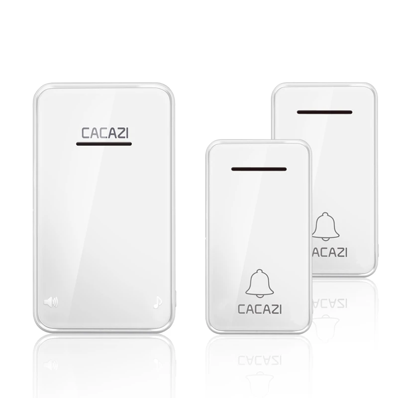 2 button 1 receiver CACAZI автономный водонепроницаемый беспроводной дверной звонок без батареи светодиодный светильник 200 м Домашний Беспроводной звонок с европейской вилкой 1 2 кнопки 1 2 приемника - Цвет: 2 button 1 receiver